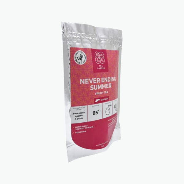 An excellent fruity blend reminding of the end of summer. Hibiscus, raisins, apple, raspberry, rose hips, orange peel, elderberry, natural aroma.