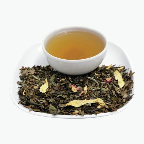 Delicious Fujian Pearls tea. A special blend that is delicately flavored and combining excellent Chinese teas. Very popular tea not only in China but all over the world. Ingredients: White loose tea China Pai Mu Tan, green tea China Fog Tea, jasmine flowers, China Sencha, China Lung Ching, China Gunpowder, China Jasmine, rose petals, China Jasmine Jade Pearl, pieces of cherries, apricots, orange blossoms, sunflower.