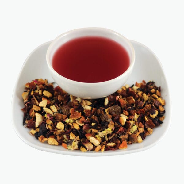 When you drink tea of this fruit blend, you will feel like in a fairy tale. Orange peel, cinnamon, apple, cardamom, rose hips, rose and sand flowers, hibiscus, almonds (allergen), cloves, natural aroma